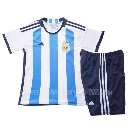 camiseta 1ª equipación argentina niños 3 star 2022