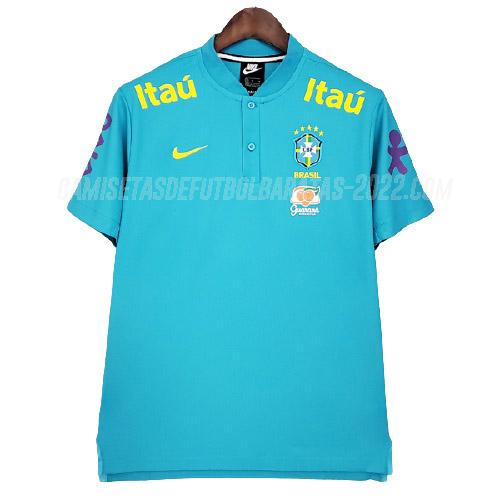camiseta brasil pre-match azul 2021-22