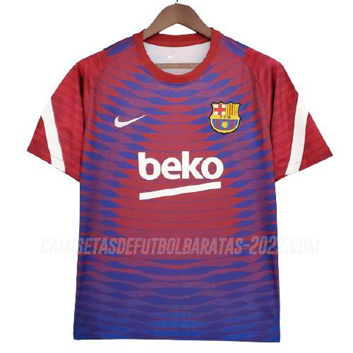 camiseta de entrenamiento barcelona azul rojo 2021-22