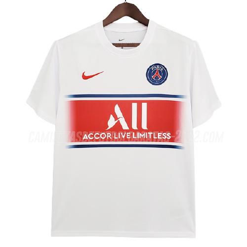 camiseta de entrenamiento paris saint-germain blanco rojo 2021-22