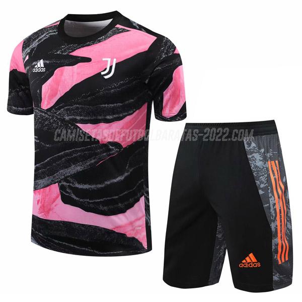 camiseta de entrenamiento y pantalones juventus negro-rosa 2020-21