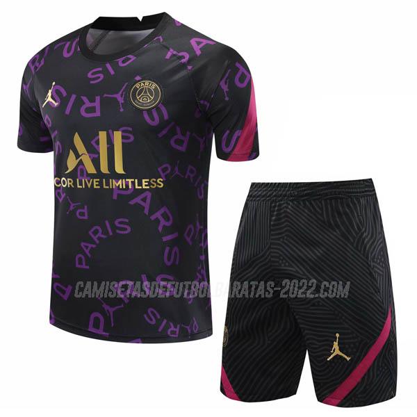 camiseta de entrenamiento y pantalones paris saint-germain negro púrpura 2020-21