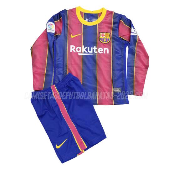 camiseta de la 1ª equipación barcelona niños manga larga 2020-21