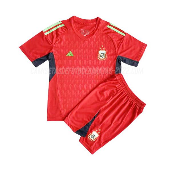 camiseta de la argentina niños portero rojo 2022-23
