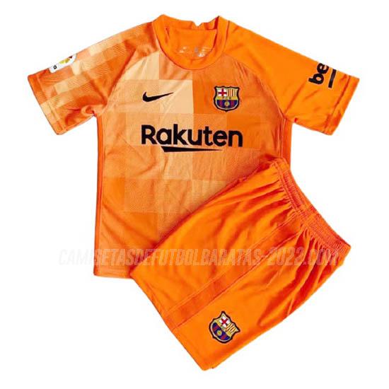 camiseta de la barcelona niños portero naranja 2021-22
