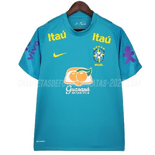 camiseta de la brasil pre-match ad azul 2021