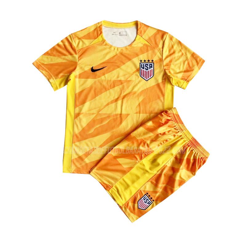camiseta de la estados uniños niños portero amarillo 2023-24