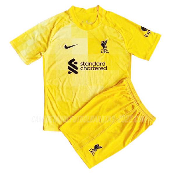 camiseta de la liverpool niños portero amarillo 2021-22