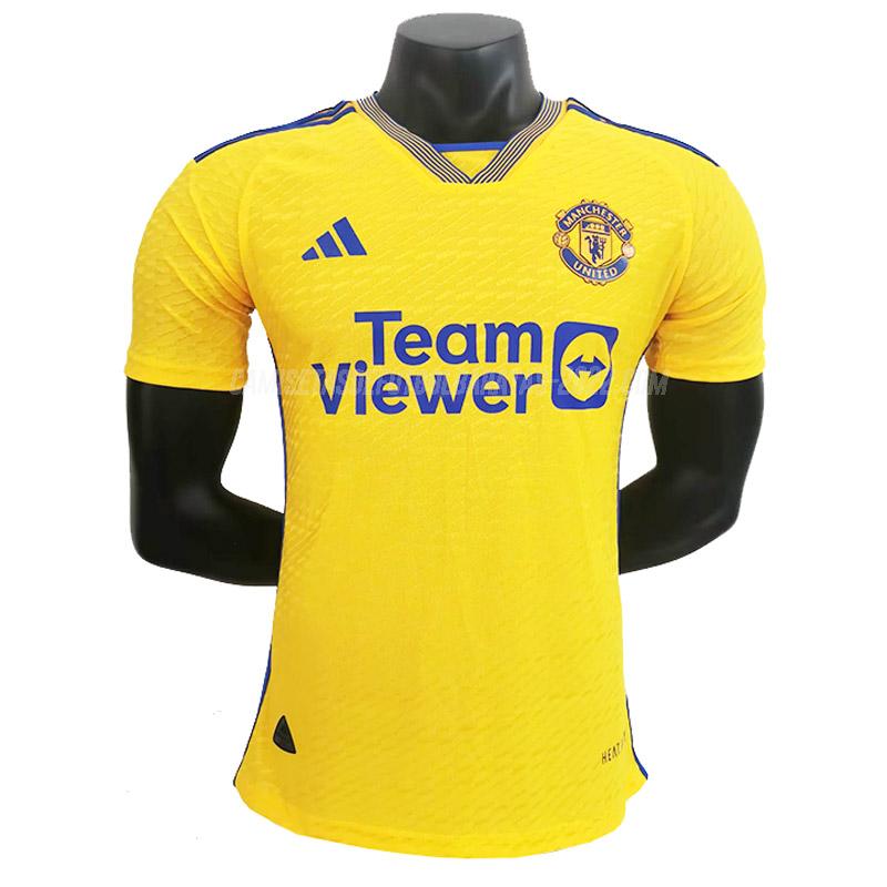 camiseta de la manchester united edición de jugador amarillo 2023-24