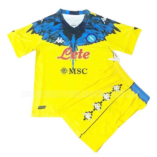camiseta de la napoli niños marcelo burlon amarillo 2021