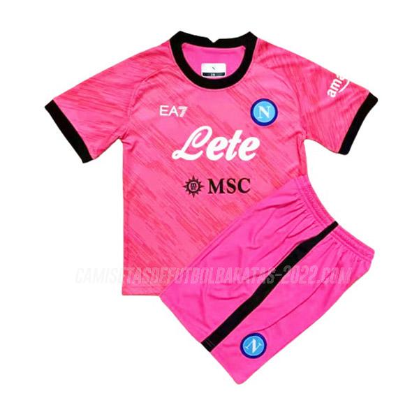 camiseta de la napoli niños portero rosa 2022-23