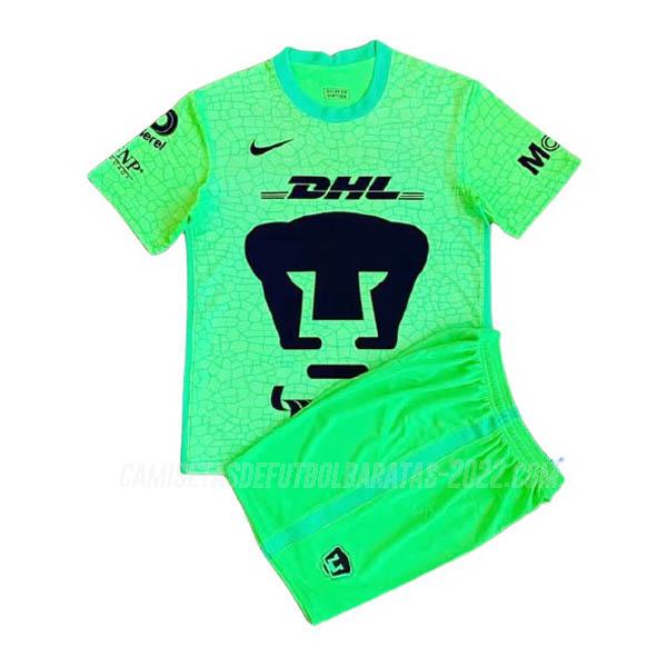 camiseta de la pumas unam portero niños verde 2021-22