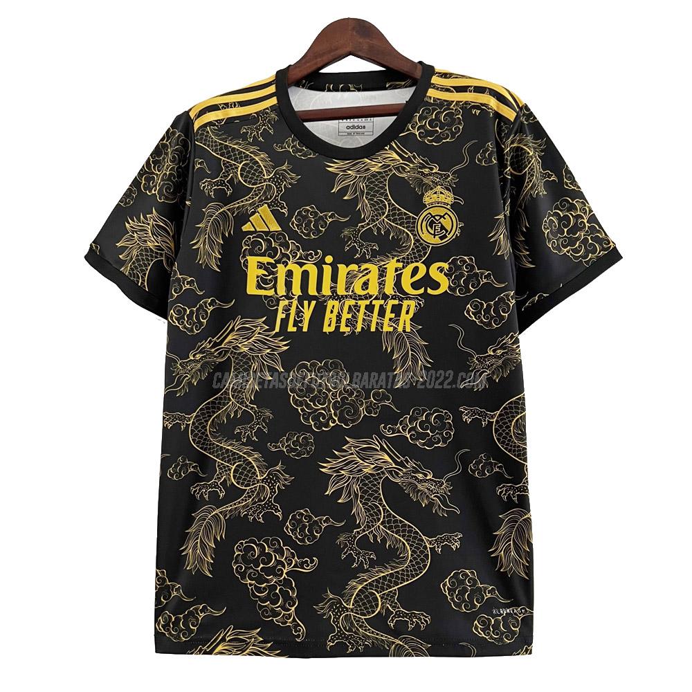 camiseta de la real madrid edición dragón oro negro 2023-24