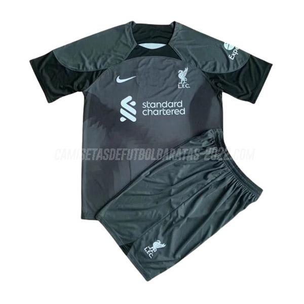 camiseta liverpool niños portero negro 2022-23