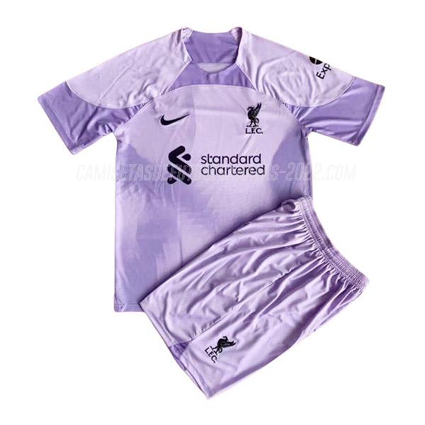 camiseta liverpool niños portero violeta 2022-23
