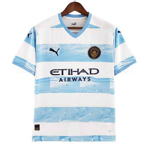 camiseta manchester city conmemorativo blanco azul 2022-23