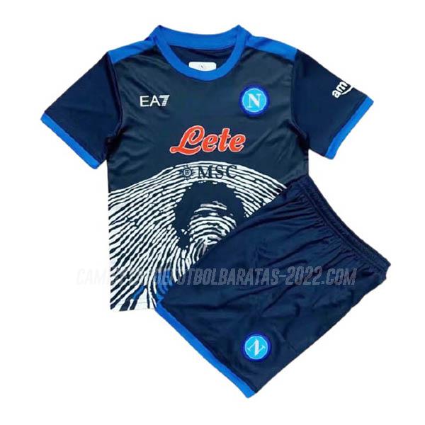 camiseta napoli maradona niños azul 2021-22