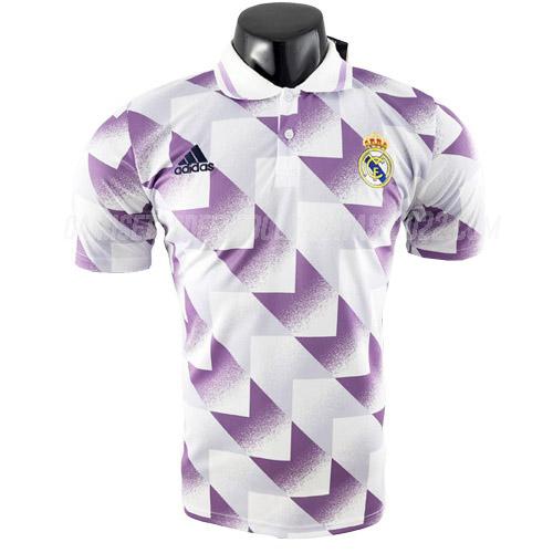 camiseta polo real madrid púrpura blanco 2022-23