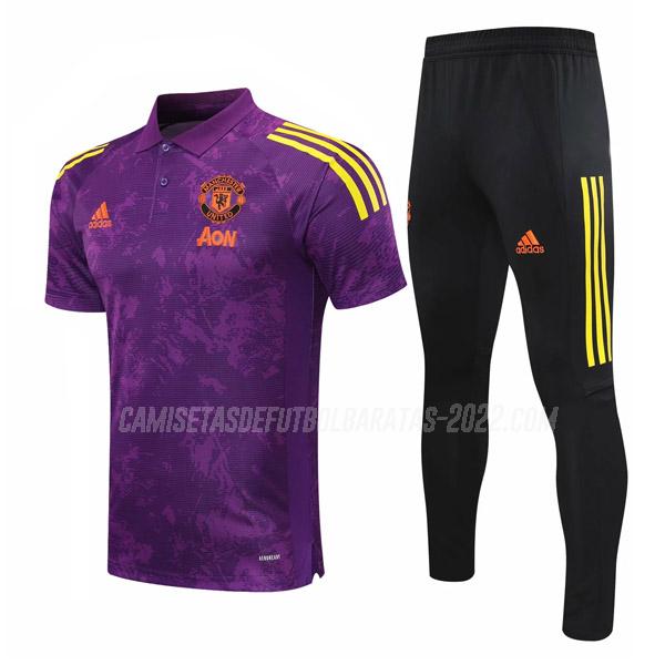 camiseta polo y pantalones manchester united i violeta 2020-21
