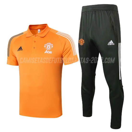 camiseta polo y pantalones manchester united naranja 2020-21