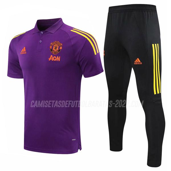 camiseta polo y pantalones manchester united violeta 2020-21