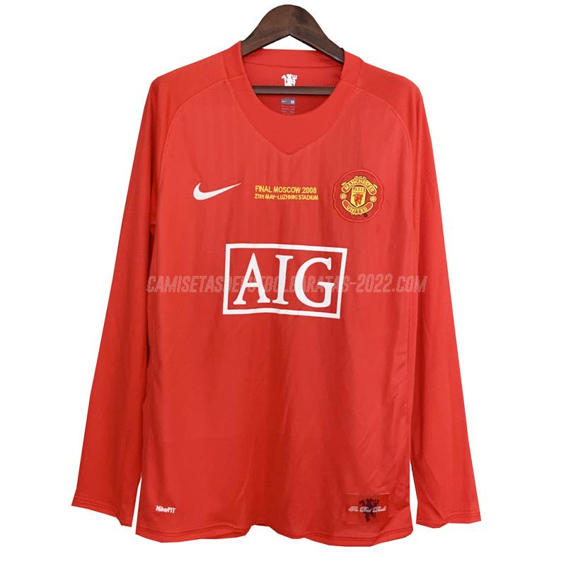 camiseta retro de la 1ª equipación manchester united manga larga 2007-2008