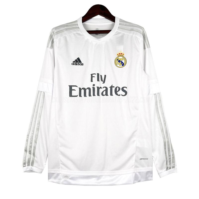 camiseta retro de la 1ª equipación real madrid manga larga 2015-16