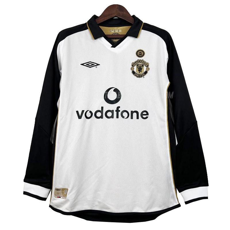 camiseta retro de la 2ª equipación manchester united manga larga 100 aniversario 2001-2002