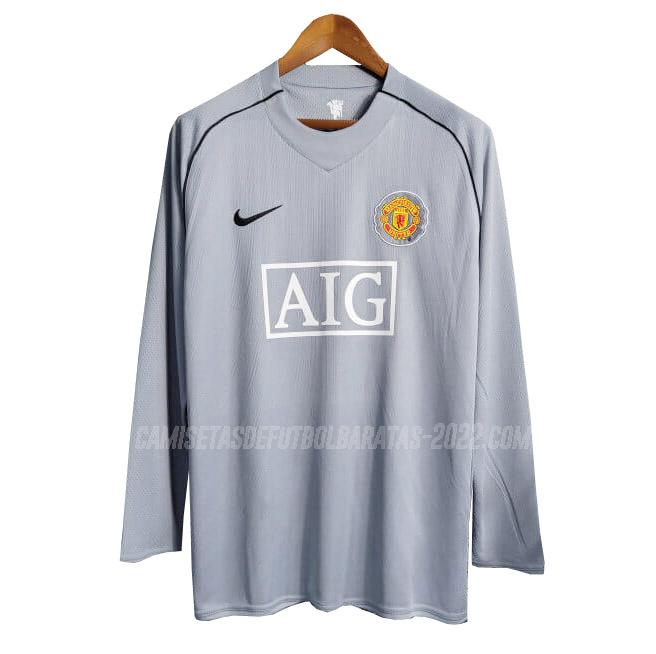 camiseta retro de la manchester united manga larga portero gris 2007-2008