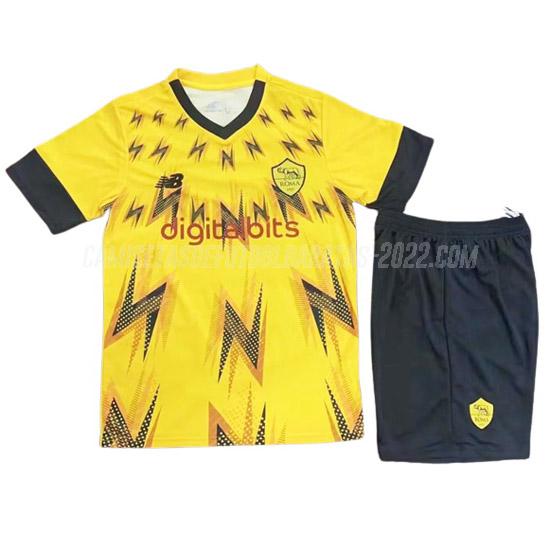 camiseta roma niños amarillo 2023