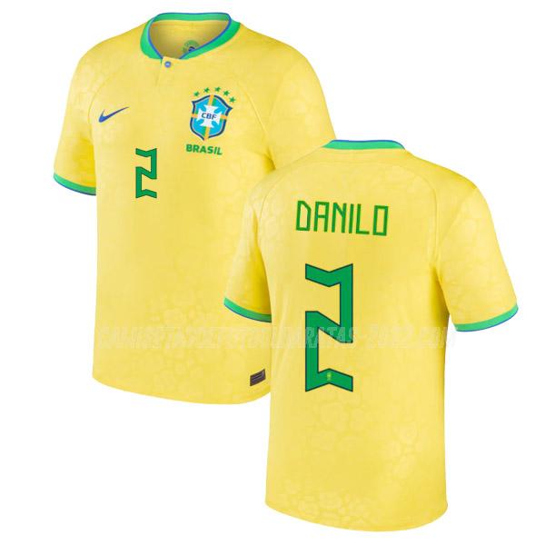 danilo camiseta 1ª equipación brasil copa mundial 2022