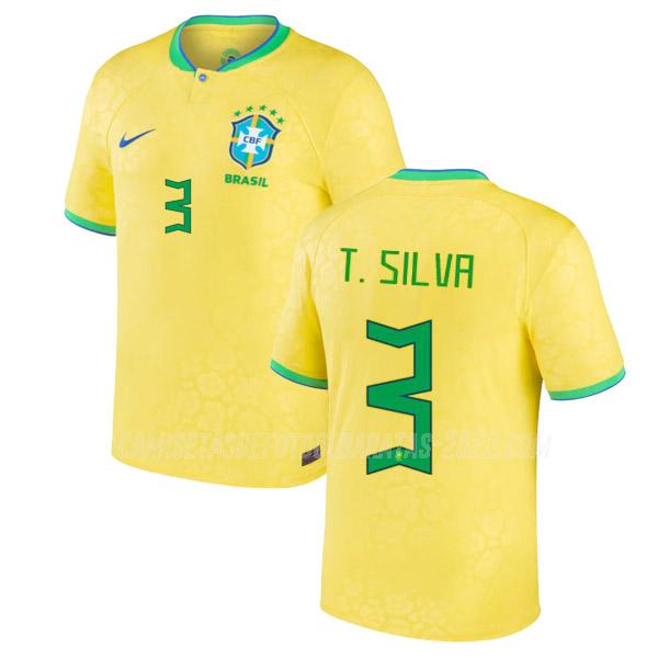 t. silva camiseta 1ª equipación brasil copa mundial 2022